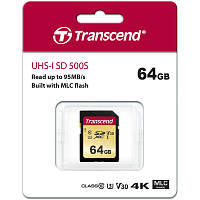 Transcend TS64GSDC500S 64GB SDXC Class 10 UHS-I U3 V30 R95, W60MB/s